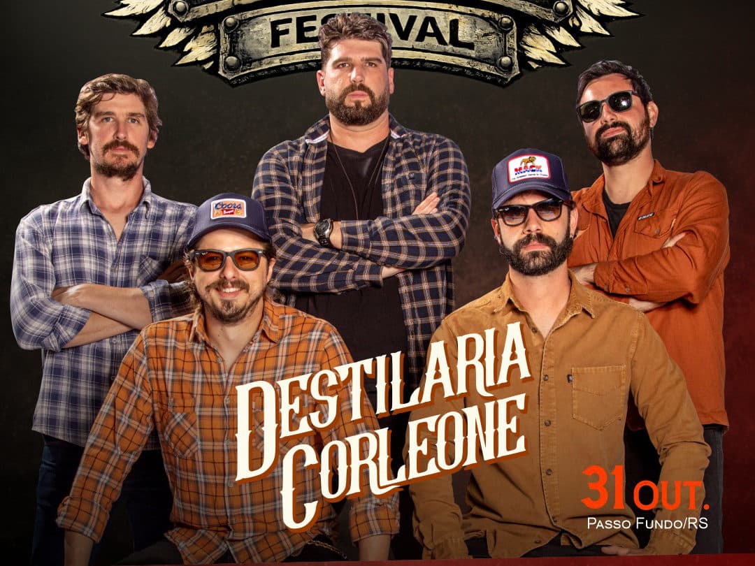 Card oficial do Harleyluia Festival anunciando a banda Destilaria Corleone