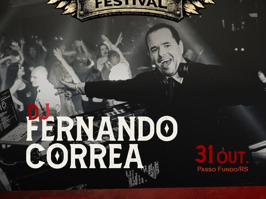 Card oficial do Harleyluia Festival anunciando o DJ Fernando Correa