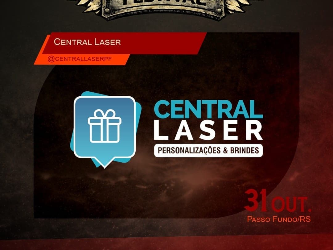 Card oficial do Harleyluia Festival anunciando Central Laser como expositor