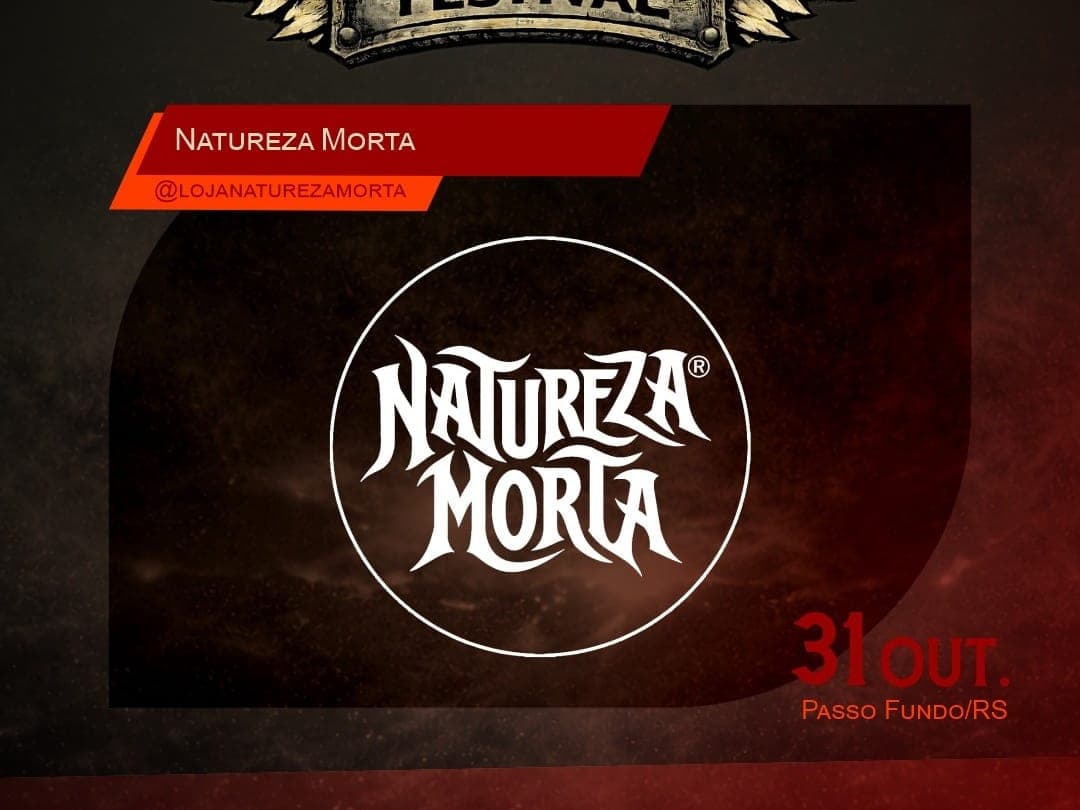 Card oficial do Harleyluia Festival anunciando Natureza Morta como expositor