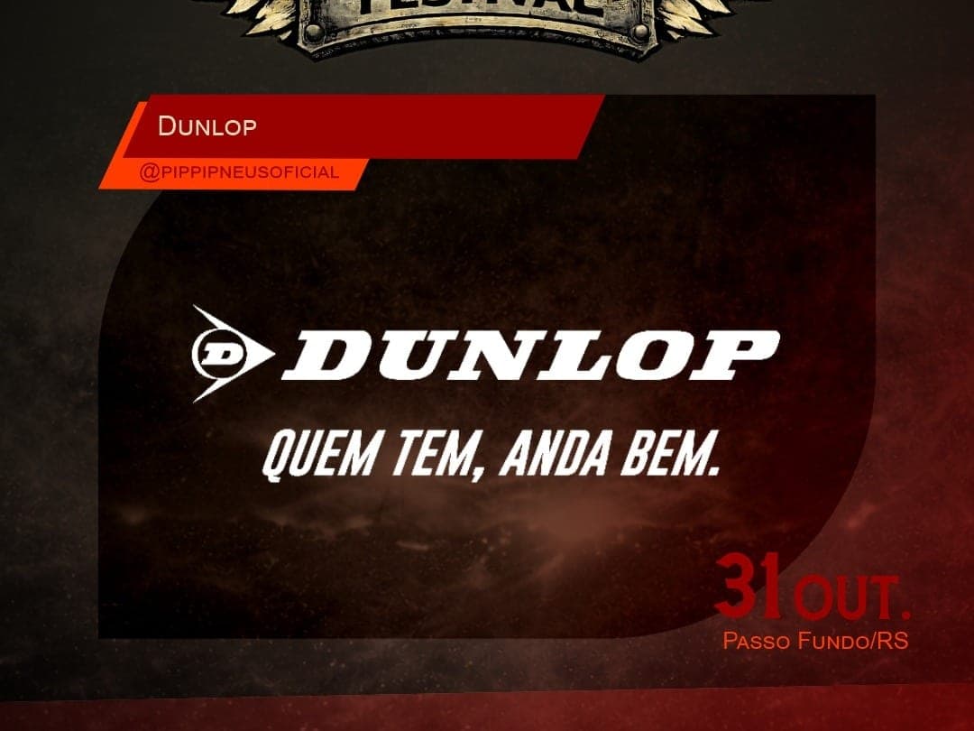 Card oficial do Harleyluia Festival anunciando Pippi Pneus como expositor