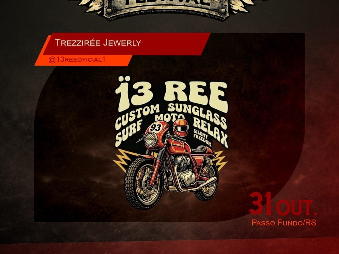 Card oficial do Harleyluia Festival anunciando Trezzirée Jewerly como expositor